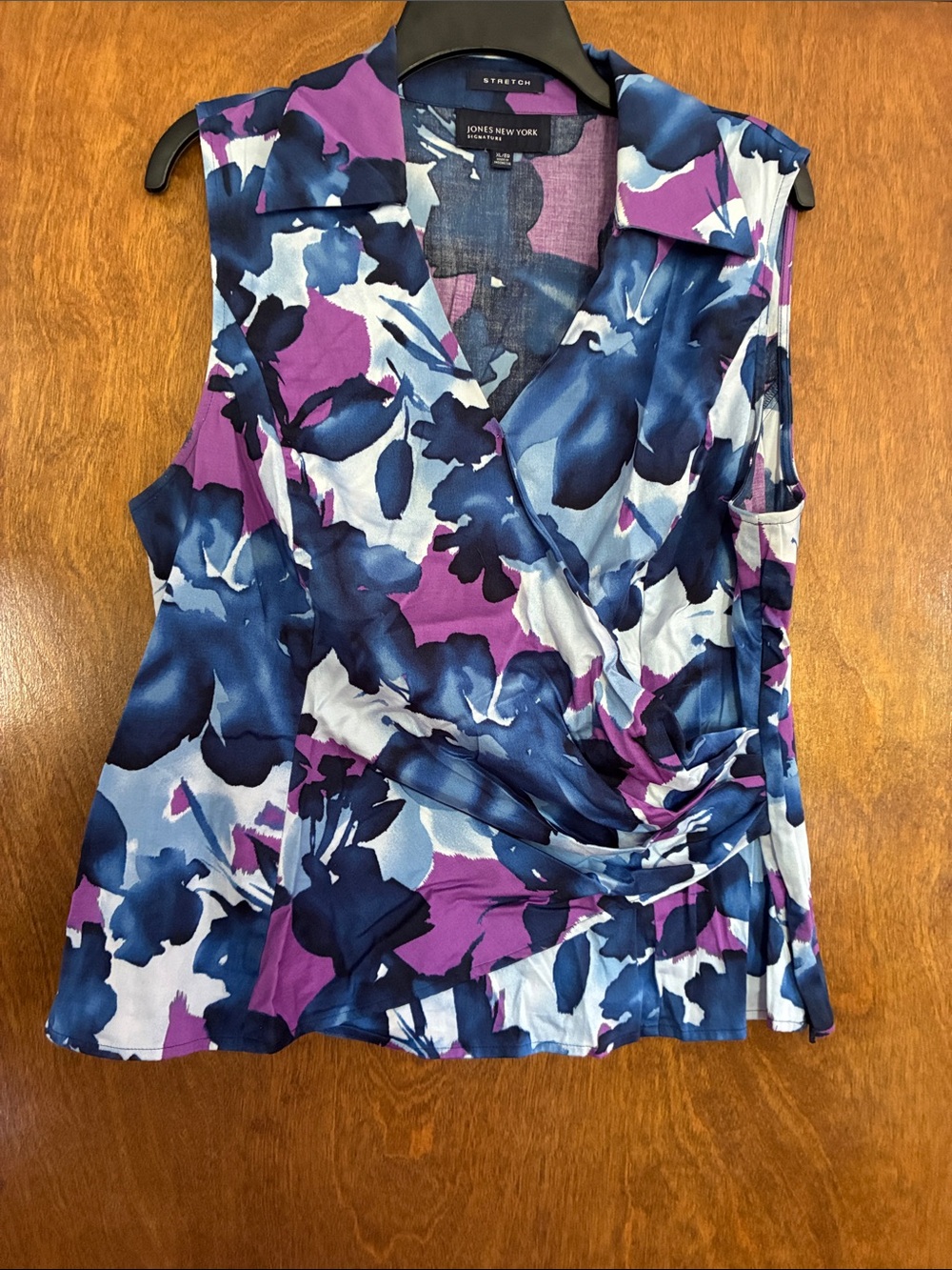 Jones New York Blue, Purple & White Floral Wrap Camisole